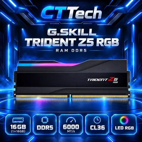 RAM Máy Tính G.Skill Trident Z5 16GB (1x16GB) DDR5 Bus 6000Mt/s CL36 Đen New Bảo Hành 36 Tháng