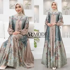 Gamis Wanita Silk Premium Motif Medina. Gamis Muslimah Busui Friendly size Standar & Jumbo