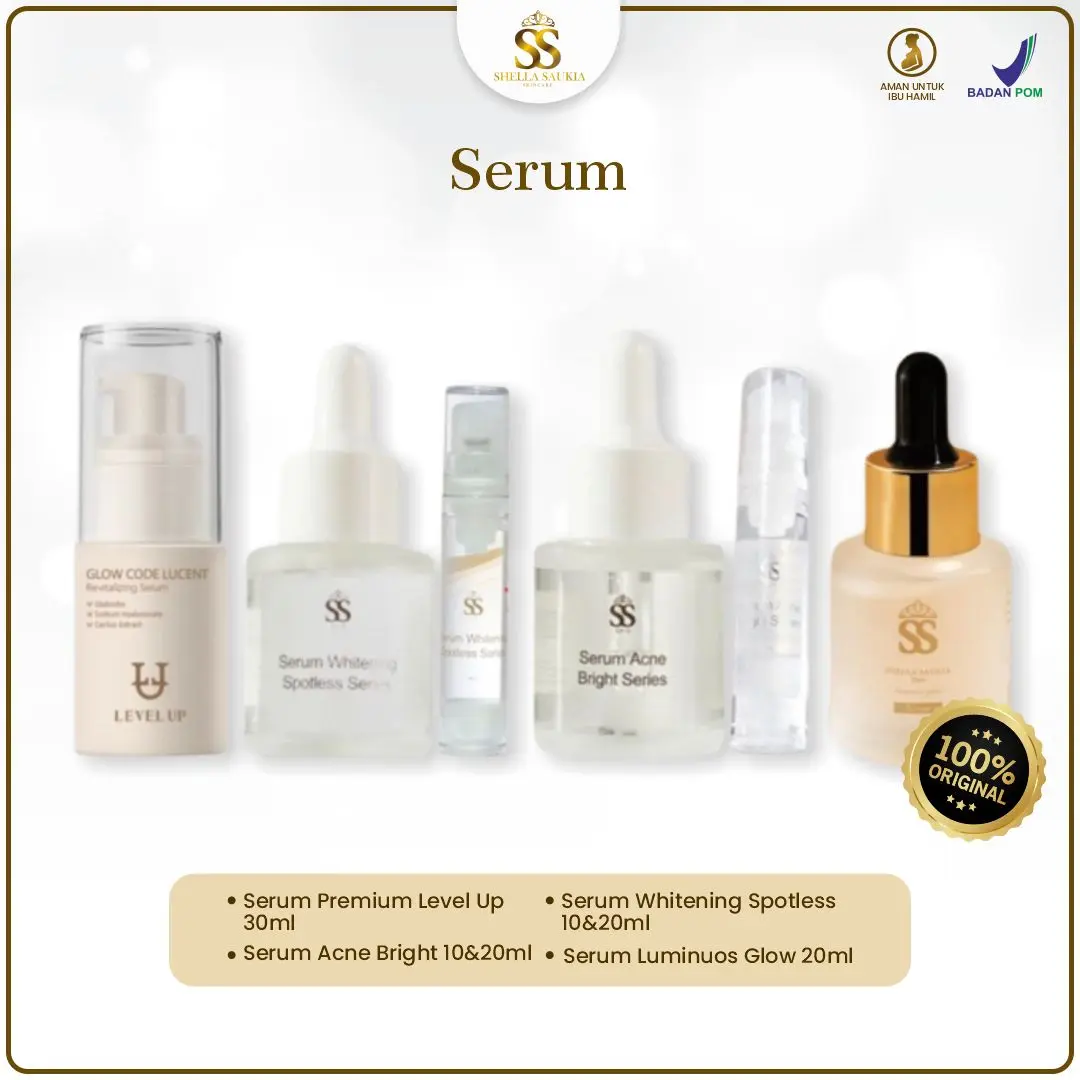 Serum Wajah SS Shellasaukia Shelasaukia Pencerah Flek Hitam Glowing Mengecilkan Pori Wajah Serum Shella Saukia SSSKIN