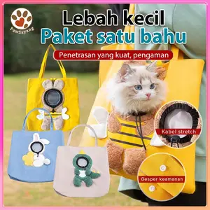 Tas Kucing kecil hewan kartun anjing dapat mengungkapkan kepala kanvas tas bahu lucu lucu menyenangkan salib miring