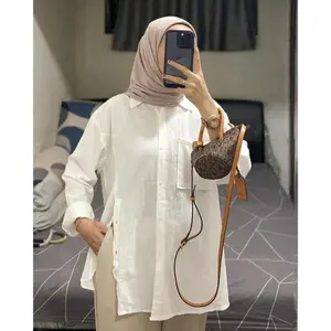 KEMEJA POLOS WANITA KANCING SAMPING ZALIAH  CRINKLE