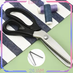 Gunting Gerigi Zigzag Tajam Gunting Kain Zigzag Stainless Gunting Gelombang Kain Serbaguna Gunting Kertas Zigzag