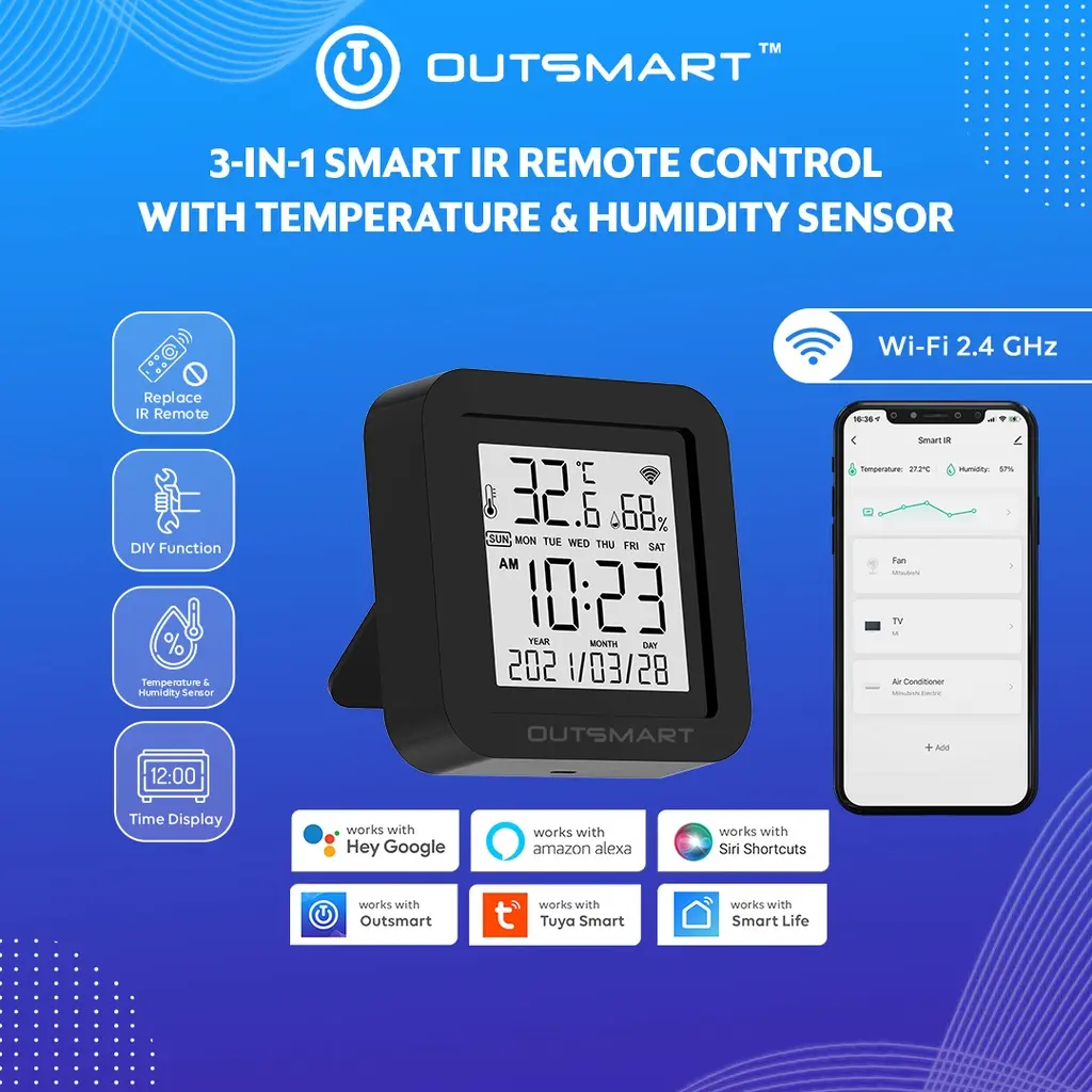 OUTSMART Wifi Smart IR with Temperature and Humidity Sensor 3-In-1 Infrared All In One