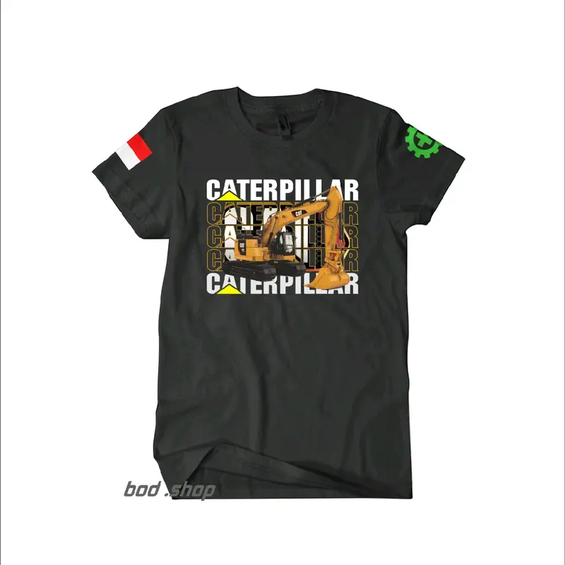 T shirt Caterpillar EXCAVATOR alat berat Hitam Baju Combed 2