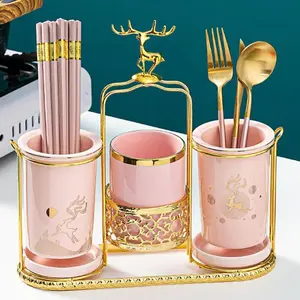 Tempat Sendok Garpu Keramik Makan Mewah / Nordic Functional Cutlery Keramik