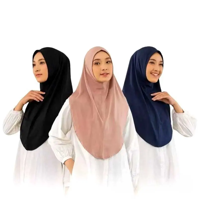 Hijab Bergo Instan Non Pet Menutup Dada Ukuran M / Jilbab Instan Malay Jersey Premium / Hijab Siriya Instan