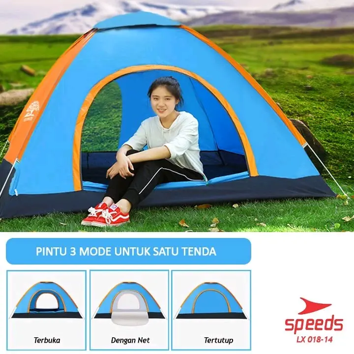 TENDA CAMPING BERKEMAH OUTDOOR Kap 2-4orang 200x150x135cm