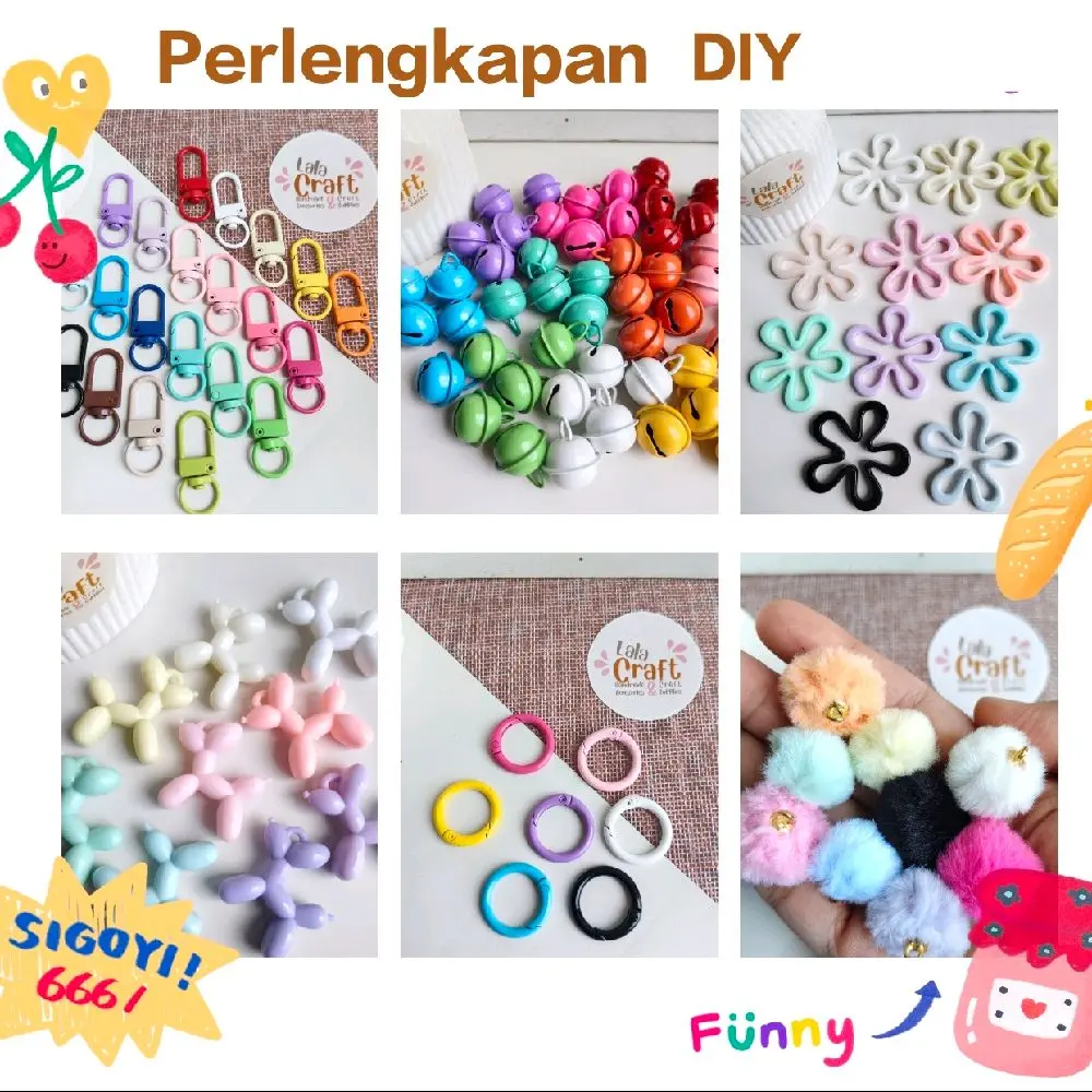 Bahan perlengkapan DIY bagcharm keychain