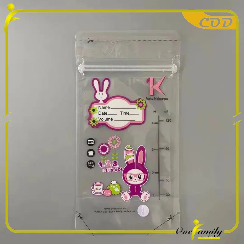 OFM C264 Kantong Asi 120ml Isi 30 dengan SENSOR TERMAL Plastik Asi Tas Penyimpanan ASI BEBAS BPA 3
