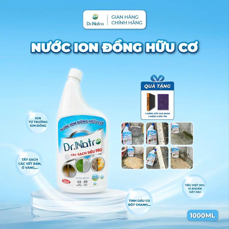 Nước ion đồng hữu cơ 1000ml Tẩy sạch tường gạch ron gạch  cặn canxi ,mốc rong rêu tẩy rong rêu  gạch đá     Tặng 1 miếng chà nhám + 1 cước tím   Làm Sạch 