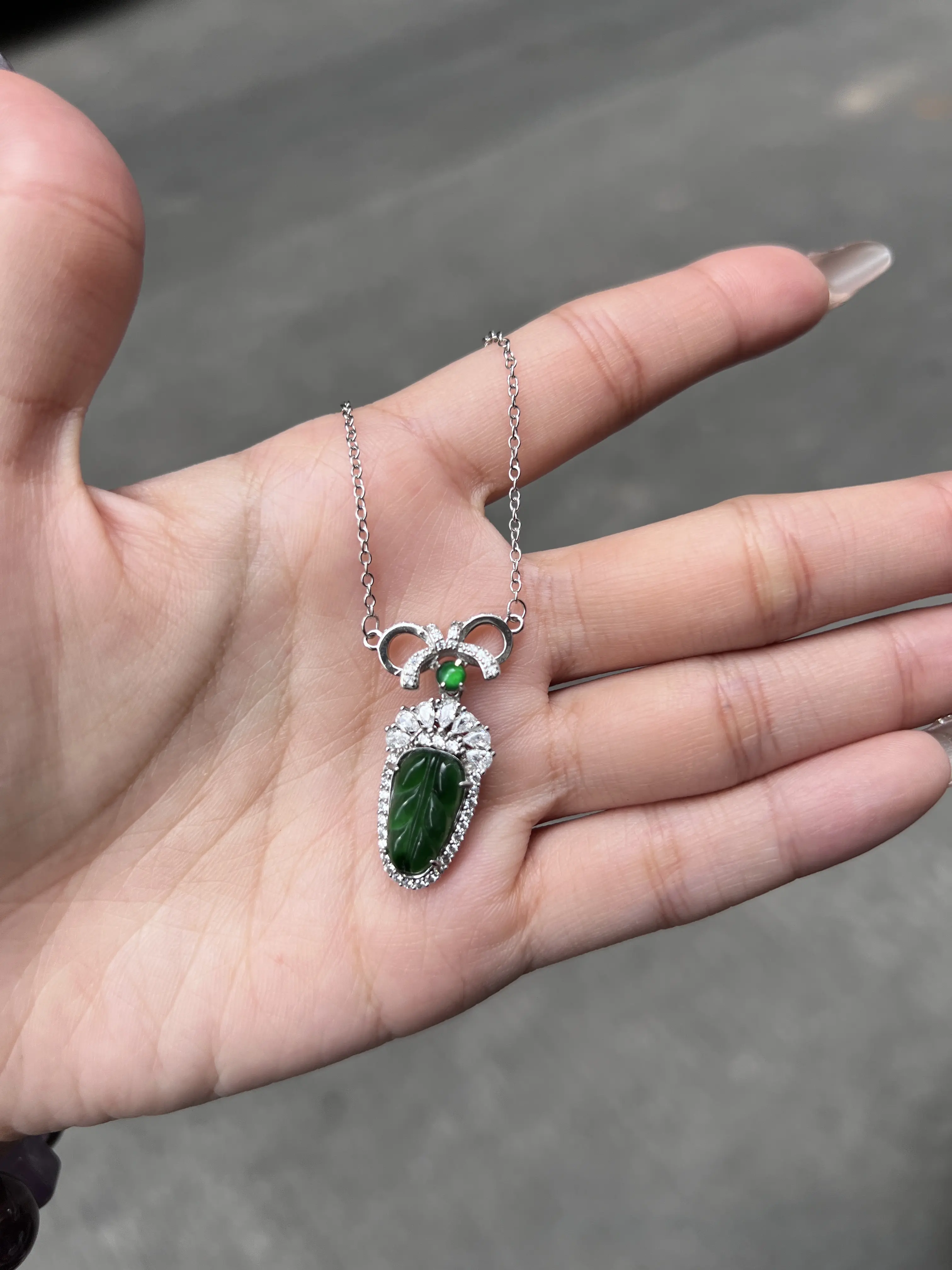 HTC362-19 S925 Emerald Necklace