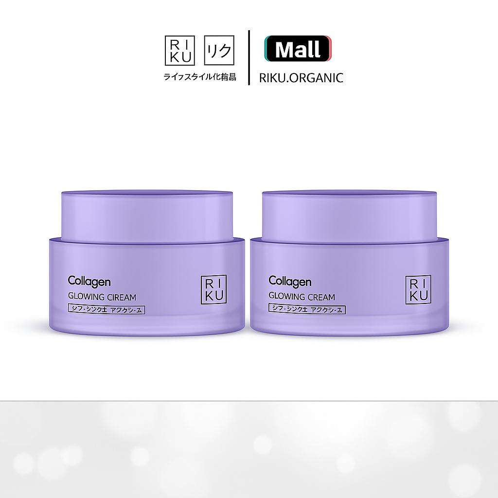 ริคุ ครีมม่วงคอลลาเจน 2 กระปุก RIKU COLLAGEN GLOWING CREAM ครีมริคุ Bio-Coll@genTM k-bio ครีมริคุเคไ