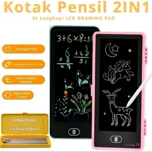 Kotak Pensil  Lcd Writing Drawing Box Case Ukuran Besar Dusgrib Pencil Drawing Pad Edukasi 2in1