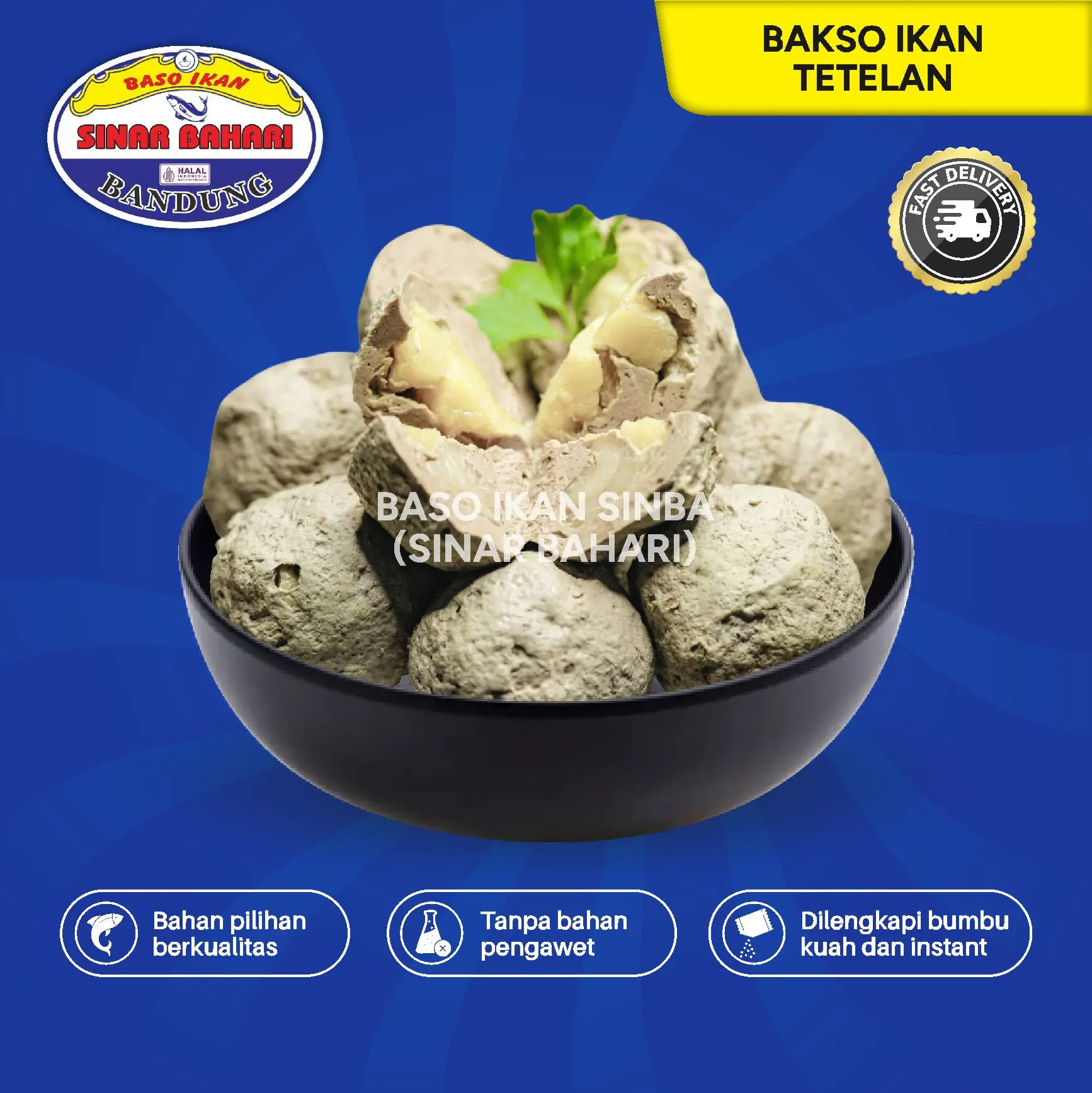 Baso Ikan Sinar Bahari Rudal Tetelan Premium Isi 4 Pcs Bakso Instan Kuah