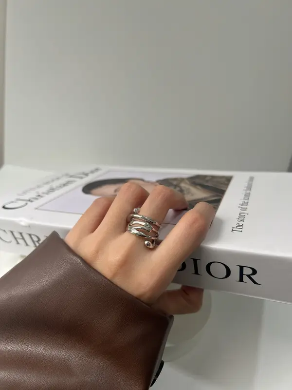 Beur - LISA 3 in 1 Cincin KC Silver Platted Adjustable Ring  / Cincin Open Size 4