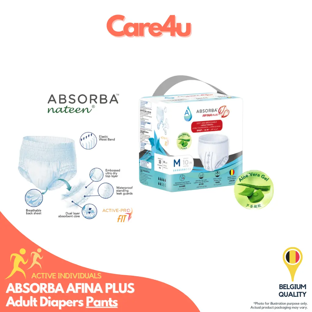 Absorba Afina Plus Elastic Pull Up Pants Moisture lock w/Aloe Vera Hypoallergenic Comfort