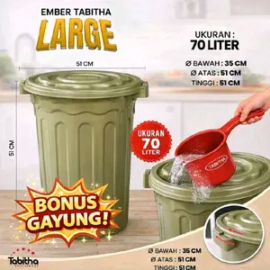 Tabitha Ember Plastik 20L-70L BONUS Gayung Ember Air Kamar Mandi Tong Air