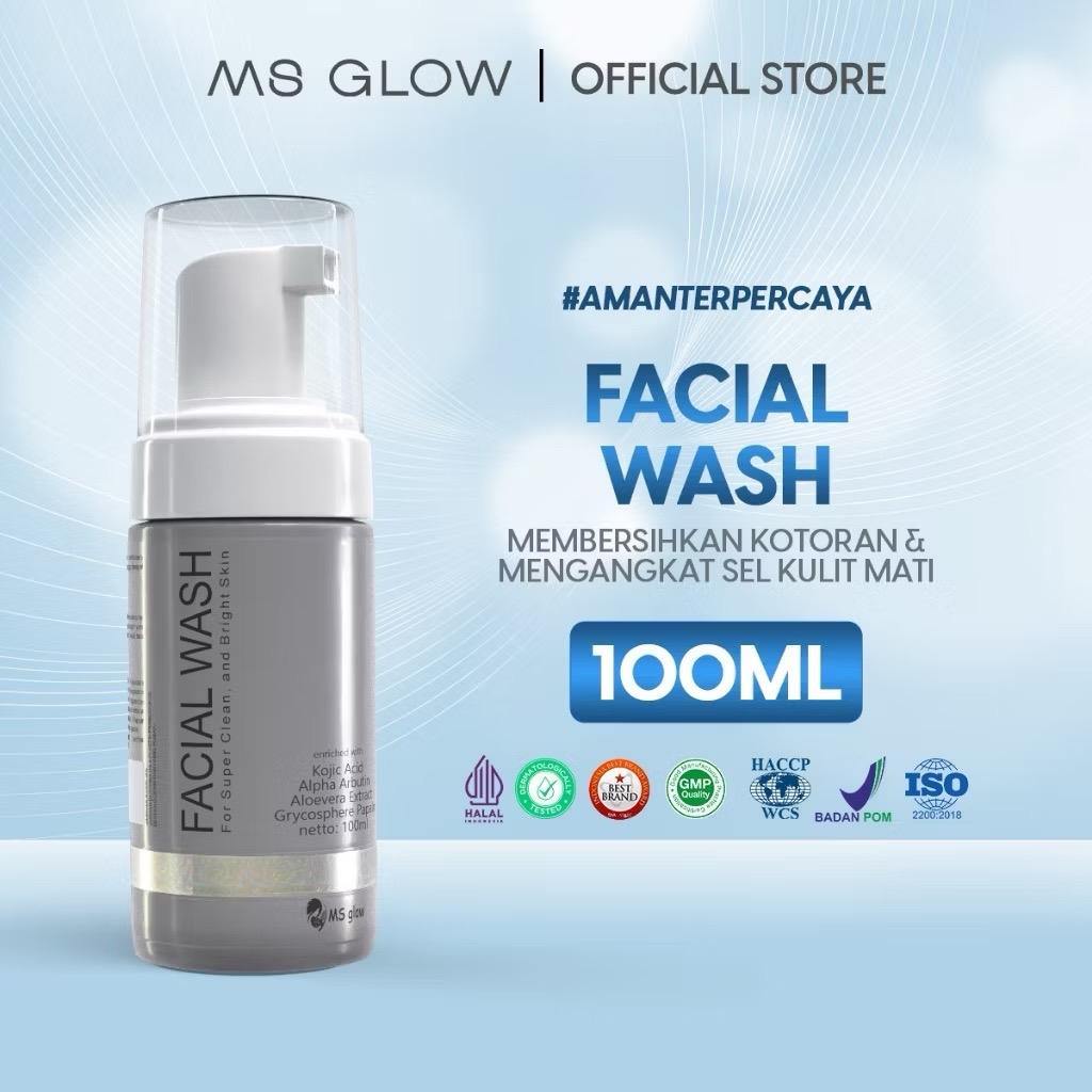 FACIAL WASH MS GLOW - Facial Wash Blemish - Facial Wash Super Clean - Facial Wash Whitecell Dna Cleansing Foam - Sabun Wajah - Brightening Facial Wash