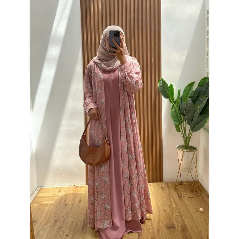 Claudia Gamis Outher Motif By Melisa Syari Wanita Muslim Dress Airflow Rayon 3