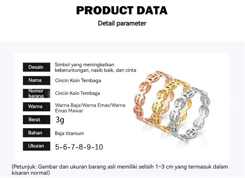 Set Cincin Gelang Pembawa Keberuntungan Model Terbaru Bahan Titanium Steel Anti Karat & Anti Pudar Beli 1 Gratis 1 Aksesori Harian Desain Simple Cocok Pakai Sehari-hari