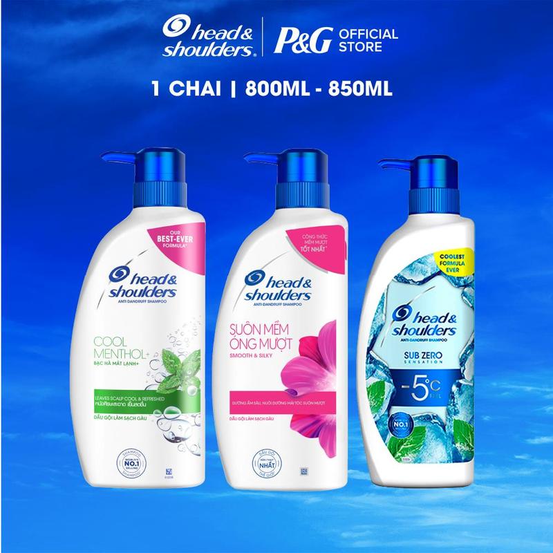 Dầu Gội Sạch Gàu HEAD&SHOULDERS Bạc Hà Cải Thiện Ngứa Da Đầu Sub Zero Băng Lạnh Suôn Mềm Óng Mượt Làm Sạch Vi Khuẩn - Chai 800ML 850ML