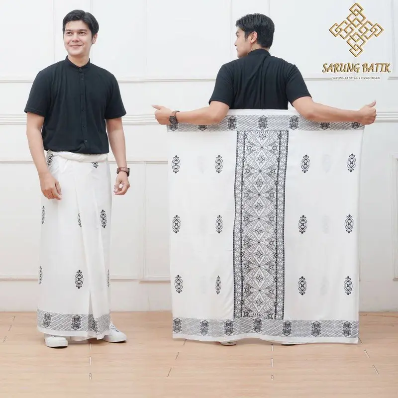 Sarung Batik Gus Iqdam Series - Sarung Batik Dewasa Santri Putra Putri Halus Adem Lembut Printing Katun Muslim Motif Pekalongan Hitam 4