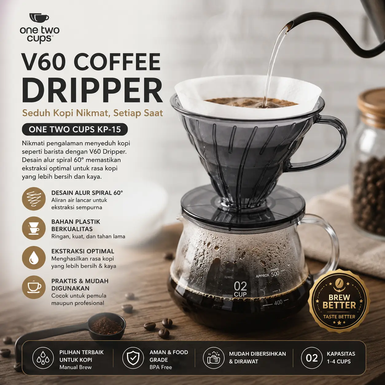 New V60 Coffee Dripper Manual Brew Pour Over Coffee Maker Alat Seduh Kopi Plastik Untuk Pecinta Kopi