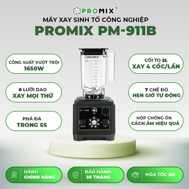   AFF  Máy xay sinh tố công nghiệp cho quán Promix PM-911B - cao cấp xay nhuyễn mịn - 1.8 lít - 1650W - có hẹn giờ xay 