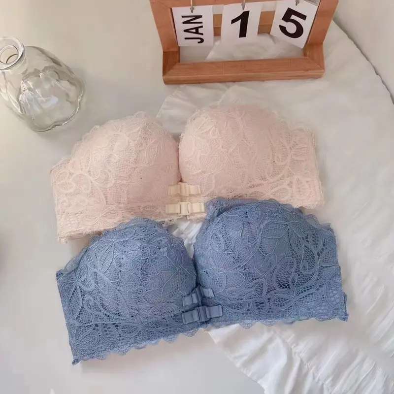 [LUX] L012 Bra Push Up Bh Busa Tebal Renda Beha Wanita Tanpa Kawat Kait Depan Seamless 5