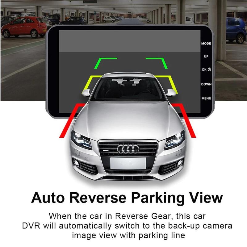Driving recorder dual camera HD, ultra clear car recorder  wide-angle night vision device, with reverse view, G sensor 4-inch IPS touch screen recorder 3