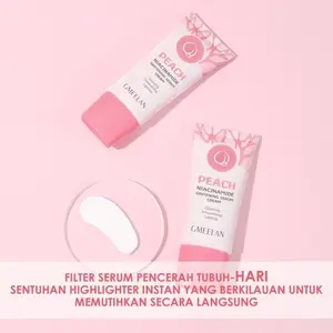 GMEELAN Krim Pencerah Wajah Peach Niacinamide 50g - Serum Highlighter Instan untuk Memutihkan Secara Langsung