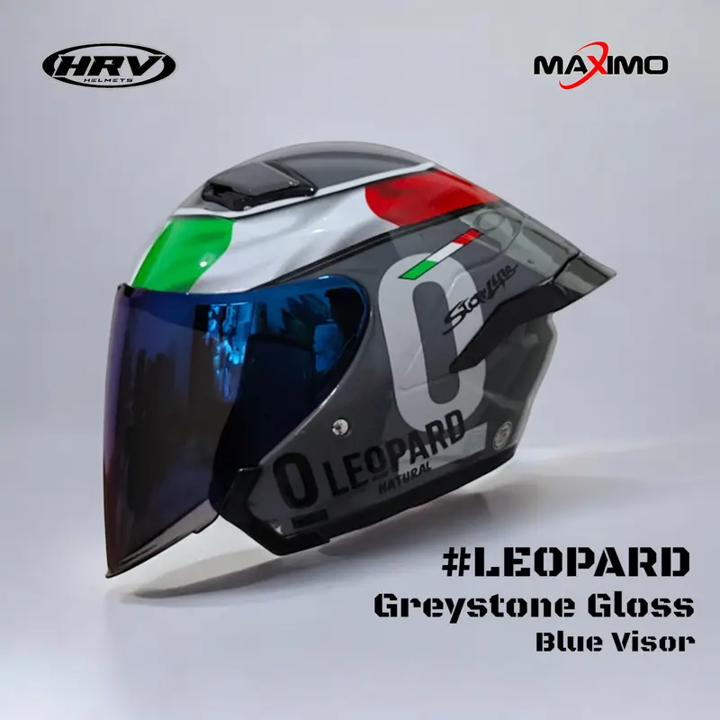 Helm HRV Maximo Motif Leopard Half Face SNI Motocycle Paket Ganteng helmpaket  ganteng visor  iridium helmsni 2