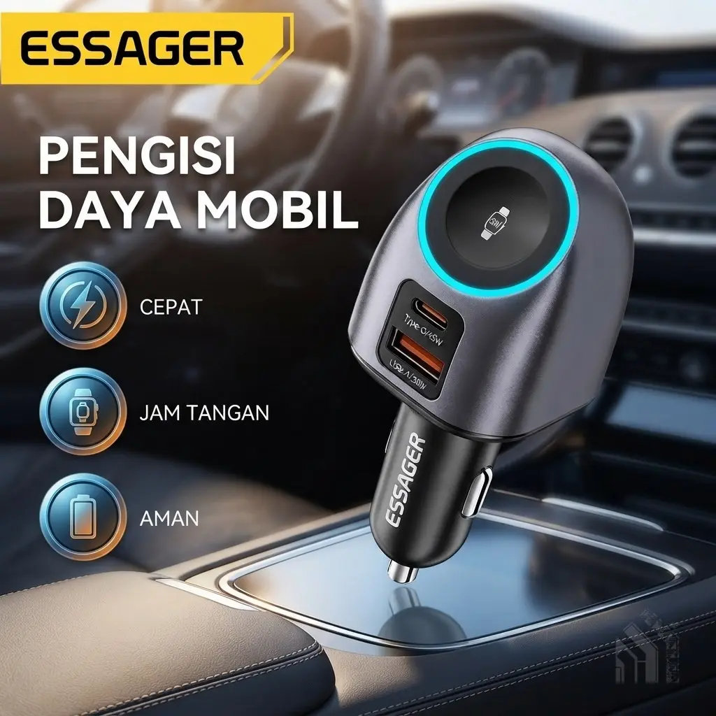Pengisi Daya Mobil Cepat 50W Port Ganda USB A Type C Power Delivery 3 0 Pengisian Daya Jam Tangan Pintar Magnetik untuk Smartphone Tablet Kendaraan