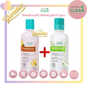 BUNDLE 2PCS Secret Clean Propolis Antiseptic Mouthwash 500ML  | Orange Mint | PepperMint | Green Tea Mint