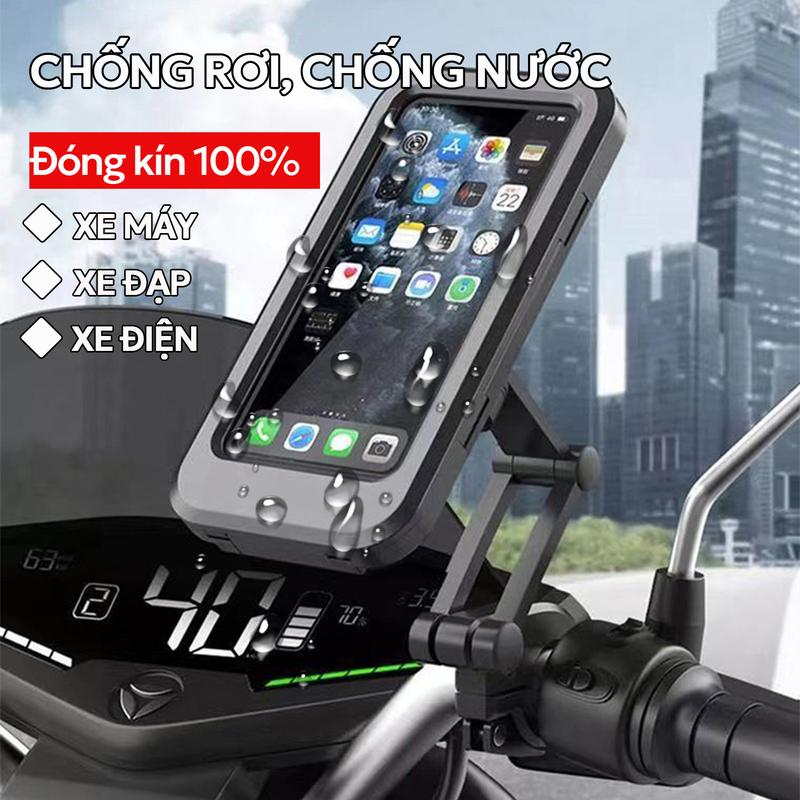  【COD V2 Giá đỡ điện thoại mới dành cho xe máy xe đạp xe điện: Kín hoàn toàn chống nước chịu va đập màn hình cảm ứng điều chỉnh linh hoạt độ cao & góc nghiêng 