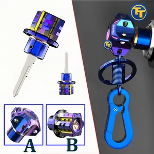 TesoTeam Kepala Kunci Motor CNC Titanium Terbakar Segi Enam - Aksesoris Logam Motor Gantungan Kunci Universal untuk Sepeda Motor & Kendaraan Listrik dada buah plum Car Penutup