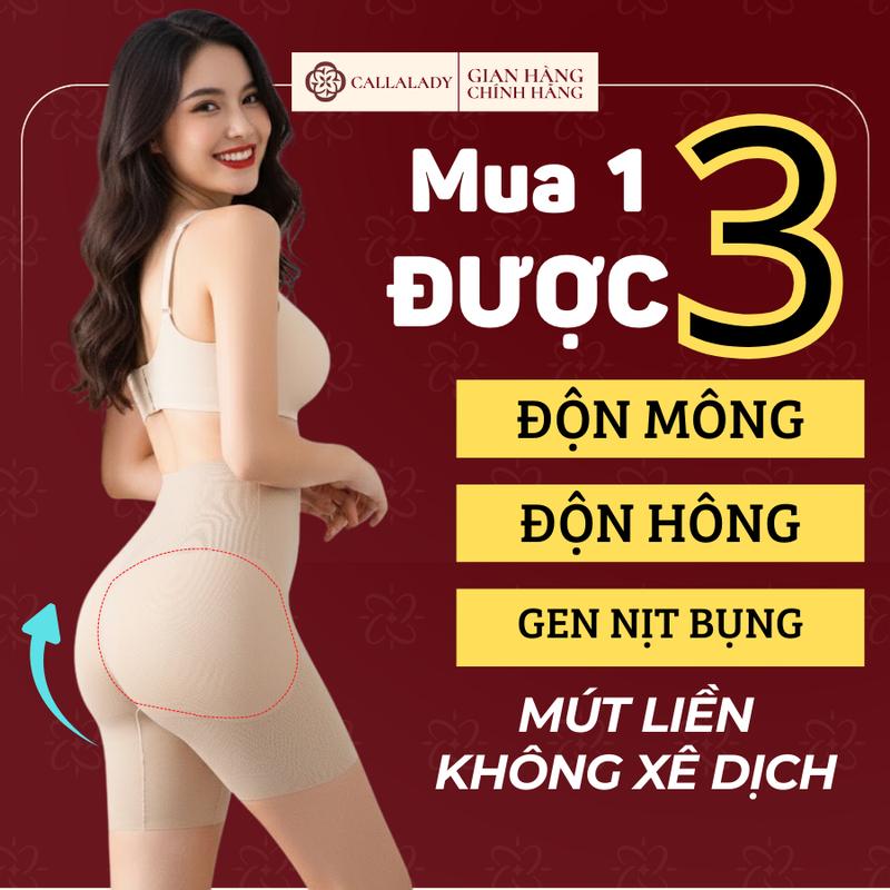  Quần độn mông hông nịt bụng dưới 3in1 Callalady siết eo tự nhiên nịt đùi không lộ chất tổ ong thông thoáng 34 