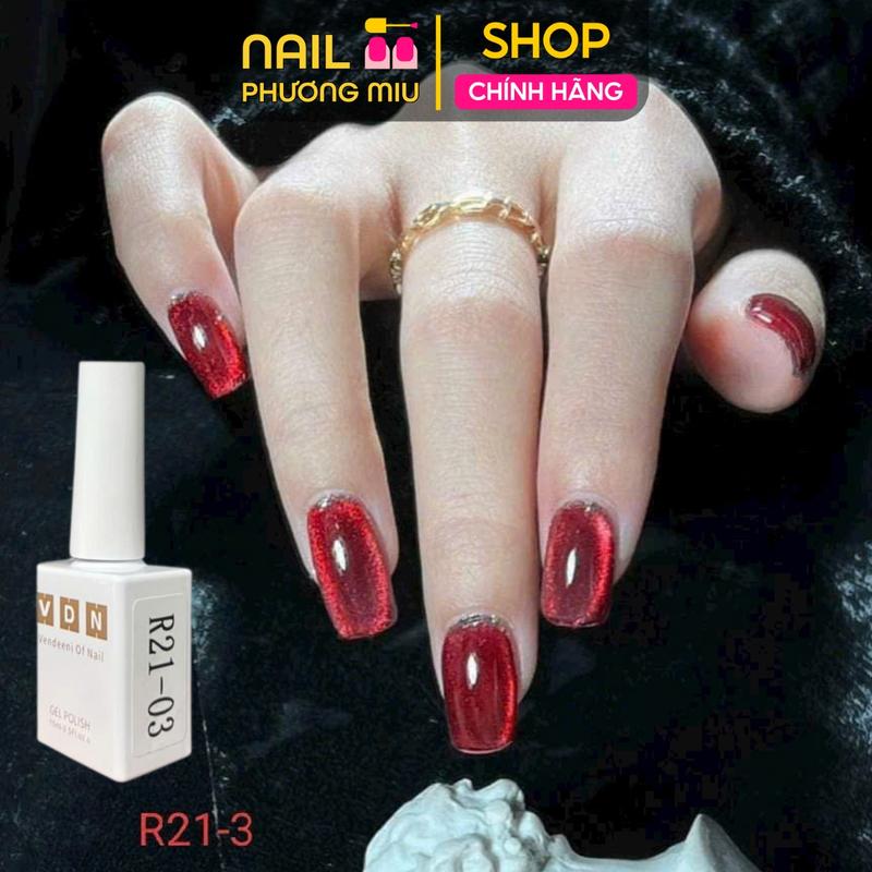  Sơn Mắt Mèo Đỏ VENDEENI R21-03 Chai 15ml Làm Nail Siêu Đậm Mướt Sơn Gel Mắt Mèo Đỏ Nhũ Kim Cương Hạt Siêu Mịn Nữ Women 