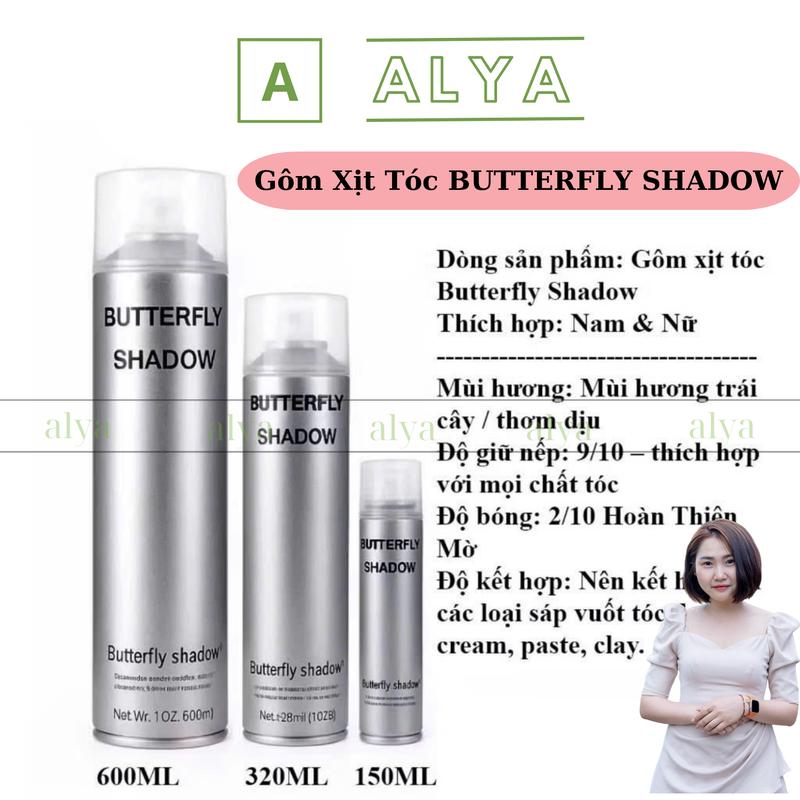  Gôm Xịt Tóc Cho Nữ Tạo Kiểu Và Giữ Nếp Cho Tóc BUTTERFLY SHADOW 150ml - 320ml - 600ml. Nhập Khẩu Và Phân Phối Bởi ALYA. Women 