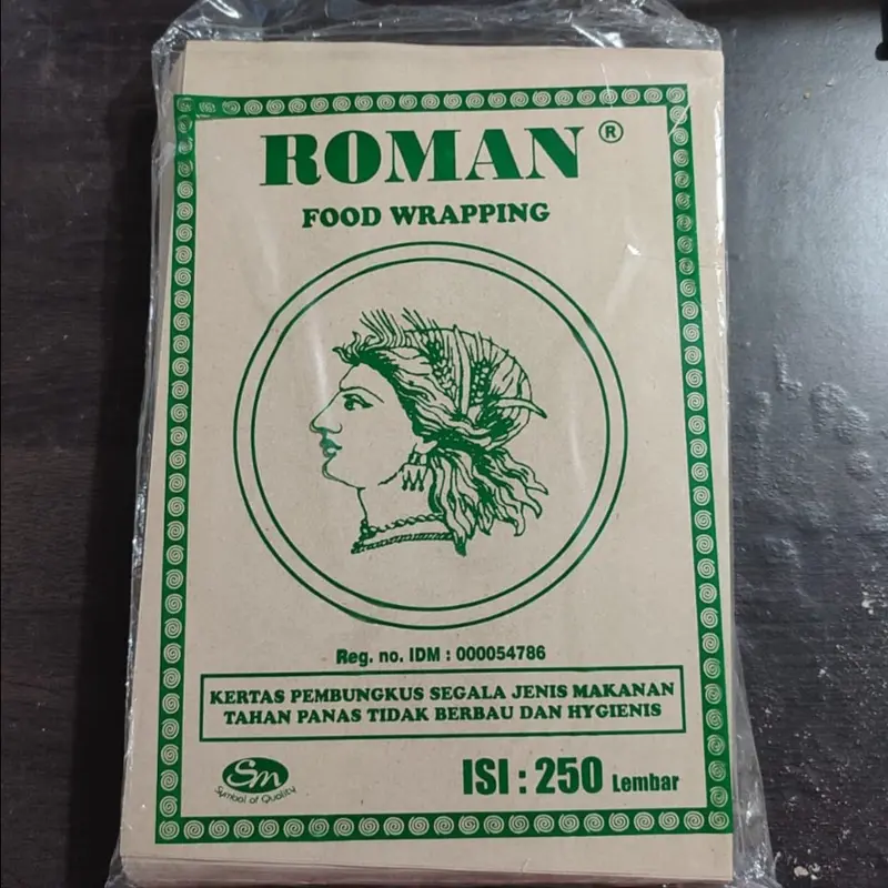 250pcs Kertas Nasi Coklat Merk Roman Hijau/Bungkusan Nasi Warteg kertas sekali pakai 0