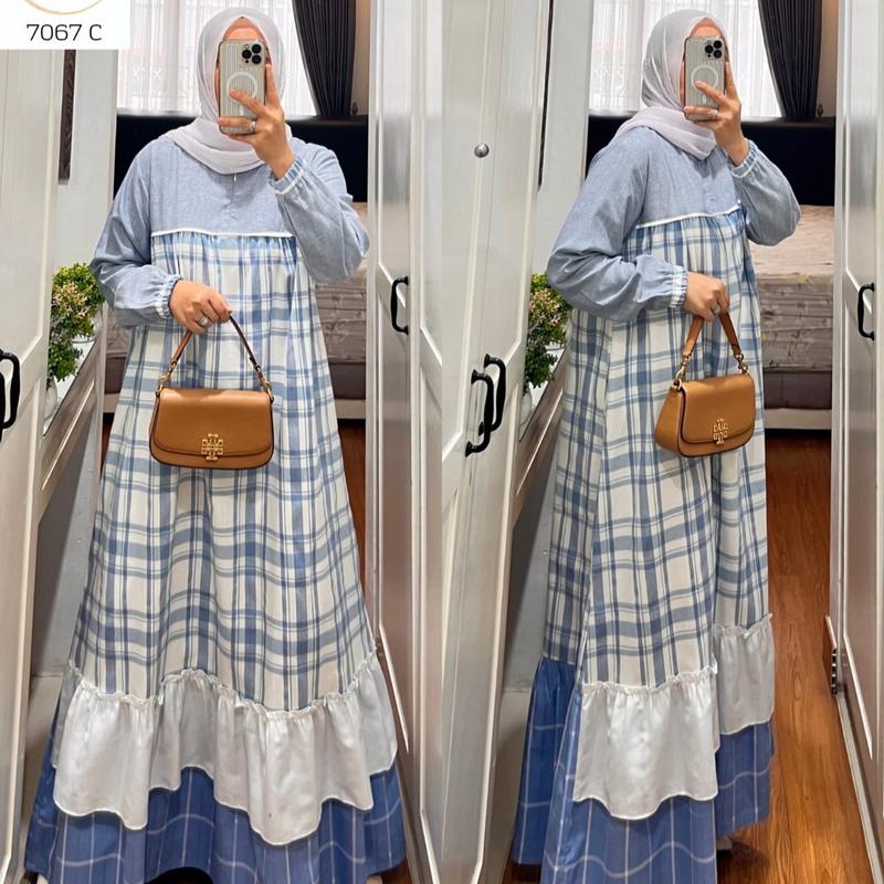 SEO GAMIS SEMUT BY SYAINA TERBARU DAN KEKINIAN  Katun Polos Linen Muslim Nyaman Wudhu Wanita Dress Dewasa Lebaran gam is cantik 5