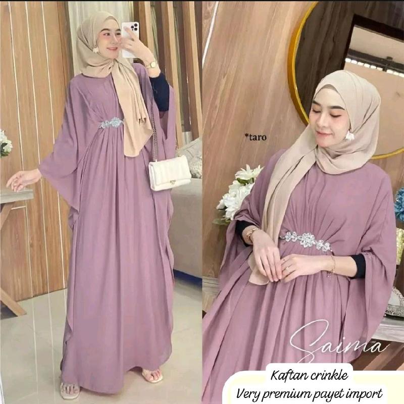 KAFTAN RAYA CRINKLE PAYET IMPORT 5 WARNA 2