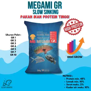 Pellet Megami GR 1Kg Pakan Channa Sinking Tenggelam Pelet Chana Pakan Ikan Koi Koki Goldfish Predator DLL GR1 GR2 GR3 GR4 GR5 GR7 GR10