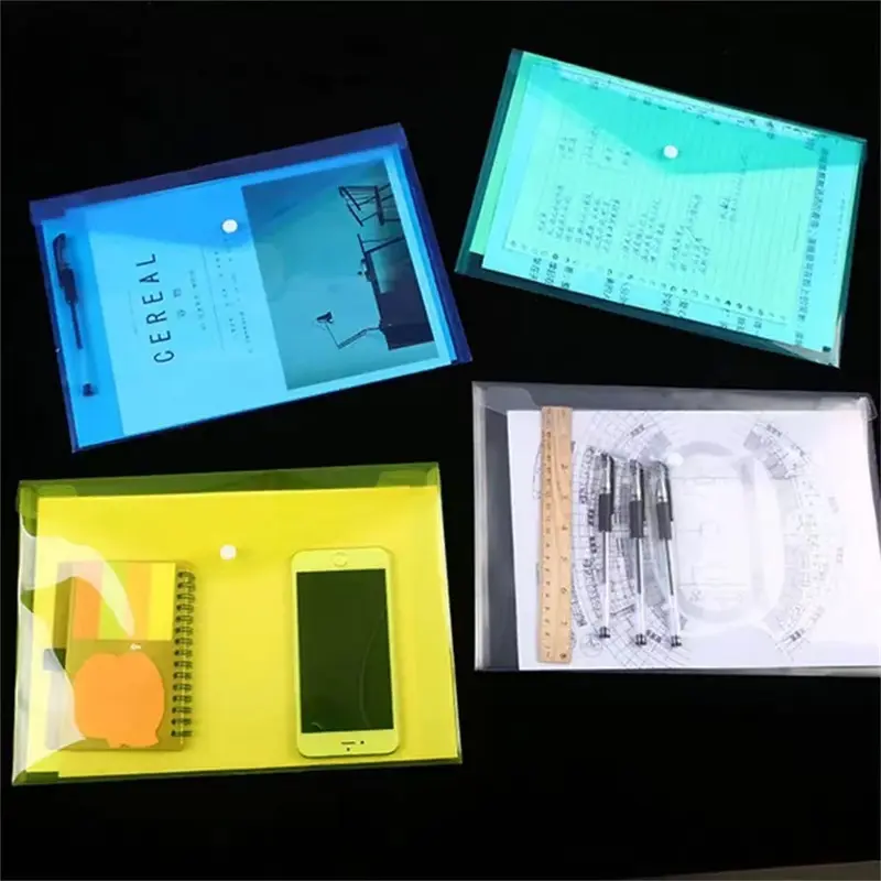 （1PC）A4 Map Mika Kancing Big/Map Dokumen 209 Transparent Plastic Information Bag 6