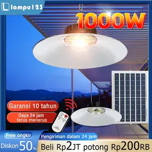 Lampu Tenaga Surya 1000W Lampu Langit Tahan Air Panel Surya Monokristalin 60000mAh Baterai Lithium-ion 9-11 Jam Pencahayaan untuk Halaman Anda Putih
