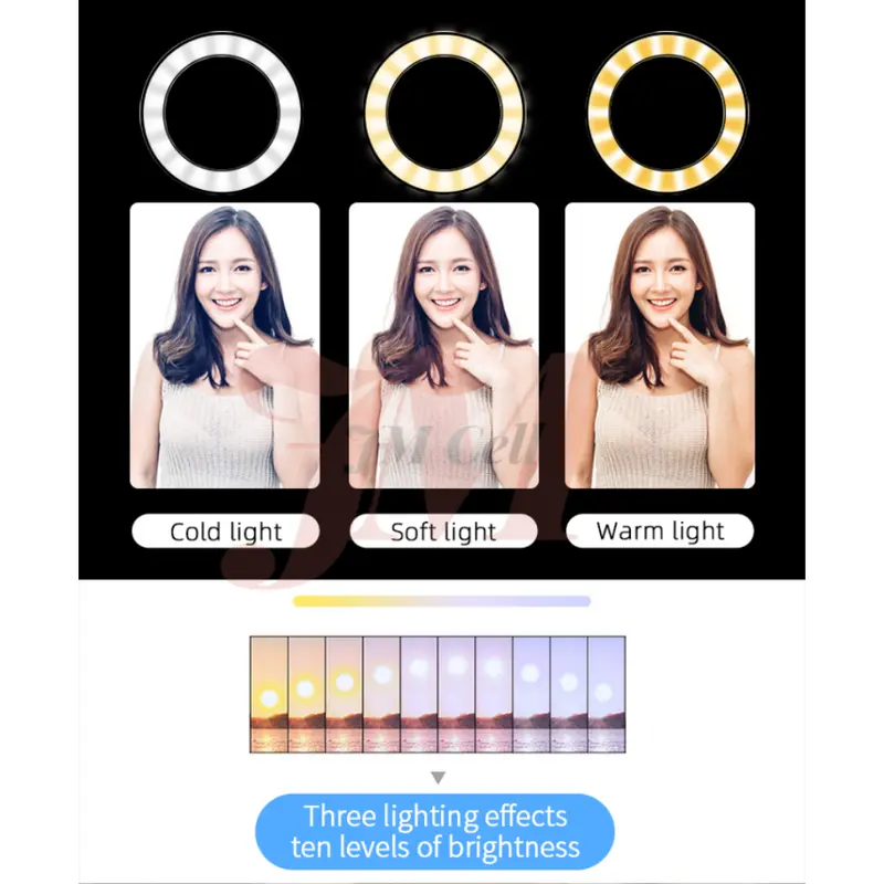 Ring light 16cm + Tripod Free 2 Holder Hp Ring light Tripod Mini Stand Holder Handphone Hp Live Streaming Selfie LED Make Up Vlog Lampu Siaran Langsung Tripod Meja Kantor / Live Desktop Ring Light Phone Holder 3