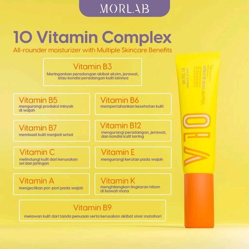 MORLAB V10 Krim Wajah Mencerahkan dengan Idebenone & Vitamin - Pelembab Glowing 3