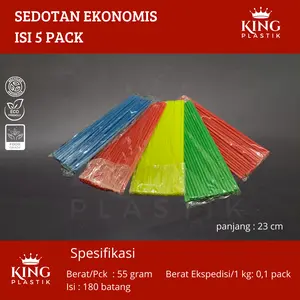 Sedotan Ekonomis Isi 5 Pack / Sedotan Warna Warni / Sedotan Murah / Sedotan Es Teh Isi 5 Pack Plastik