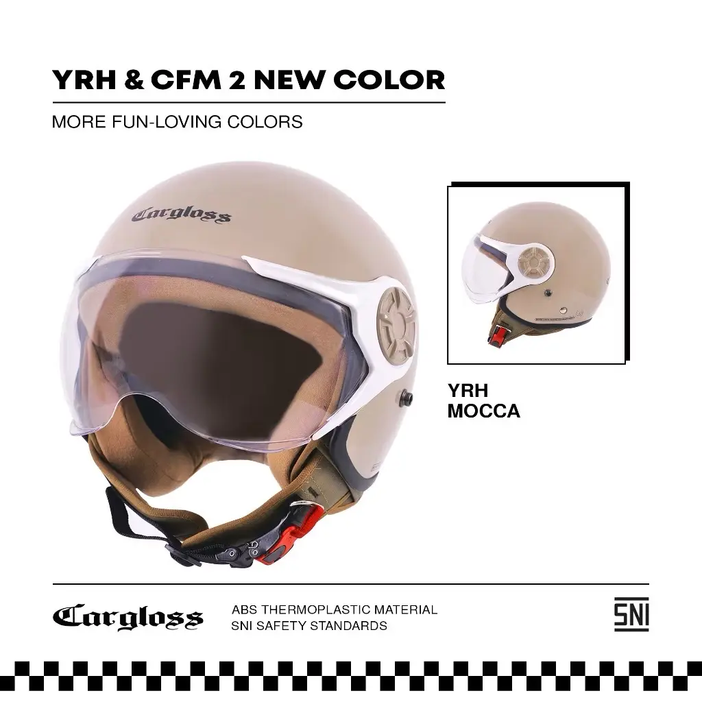 HELM CARGLOS YRH HIJAB RETRO HALFFACE - MOCCA