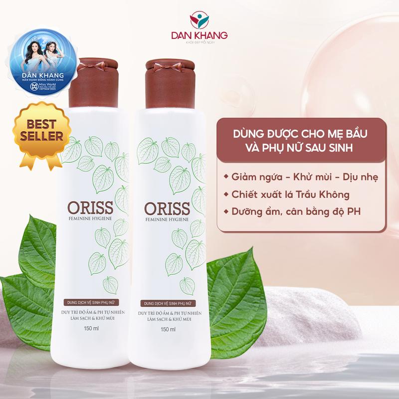 Combo 2 Dung dịch vệ sinh phụ nữ Oriss - Hỗ trợ làm sạch dịu nhẹ chiết xuất lá trầu không 150ml